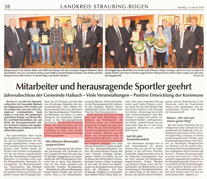 Einladung und Ehrung der Gemeinde Haibach am 10.01.2018 Einladung und Ehrung der Gemeinde Haibach am 10.01.2018